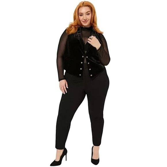TORRID Stretch Velvet Button‎ Front Vest NWT - Picture 3 of 7